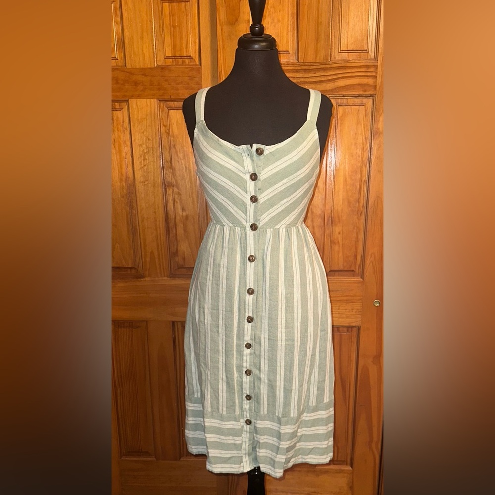 Sage green button down dress